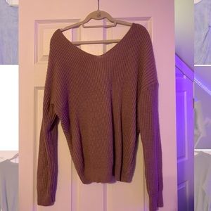 cute mauve tie-back sweater